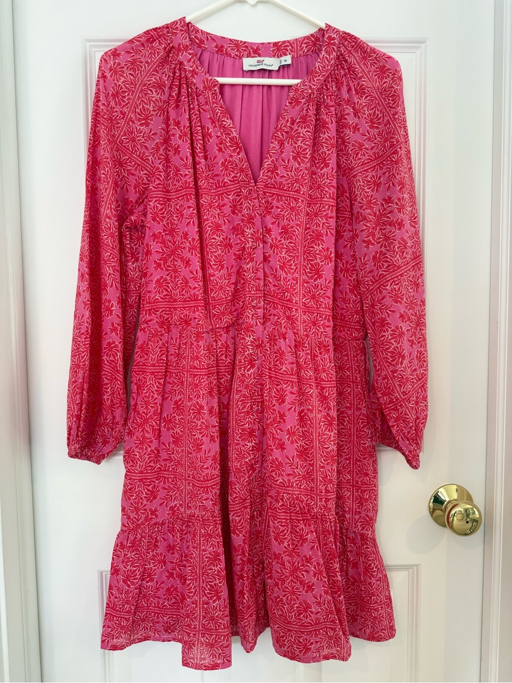 Vineyard Vines Scarf Print Pink Floral Mini Dress Size M